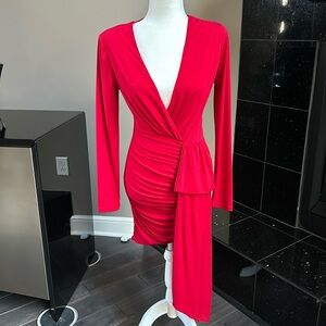 Lulus Marlay Red Ruched Bodycon Dress size Small